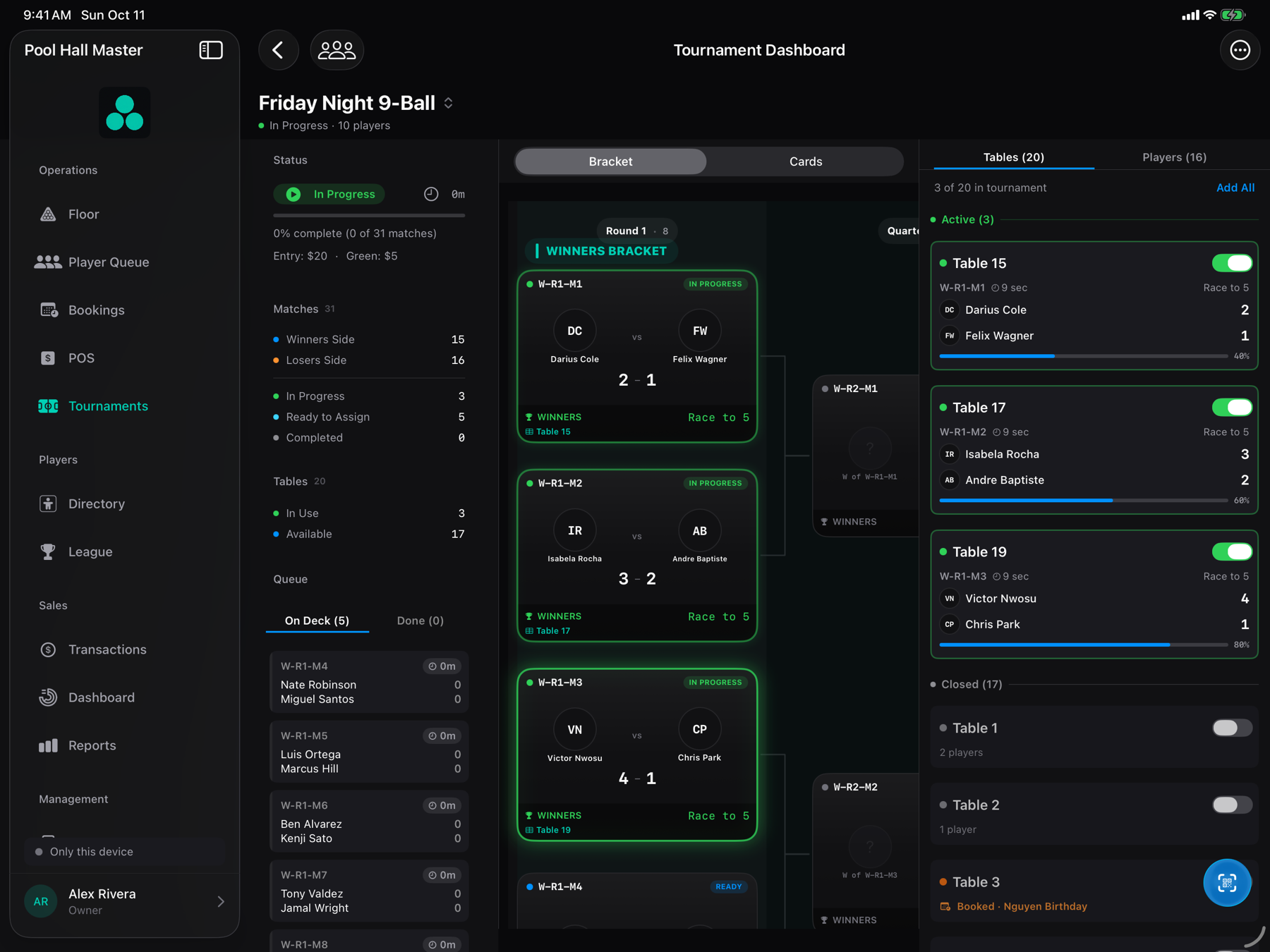 Tournament Command Center bracket